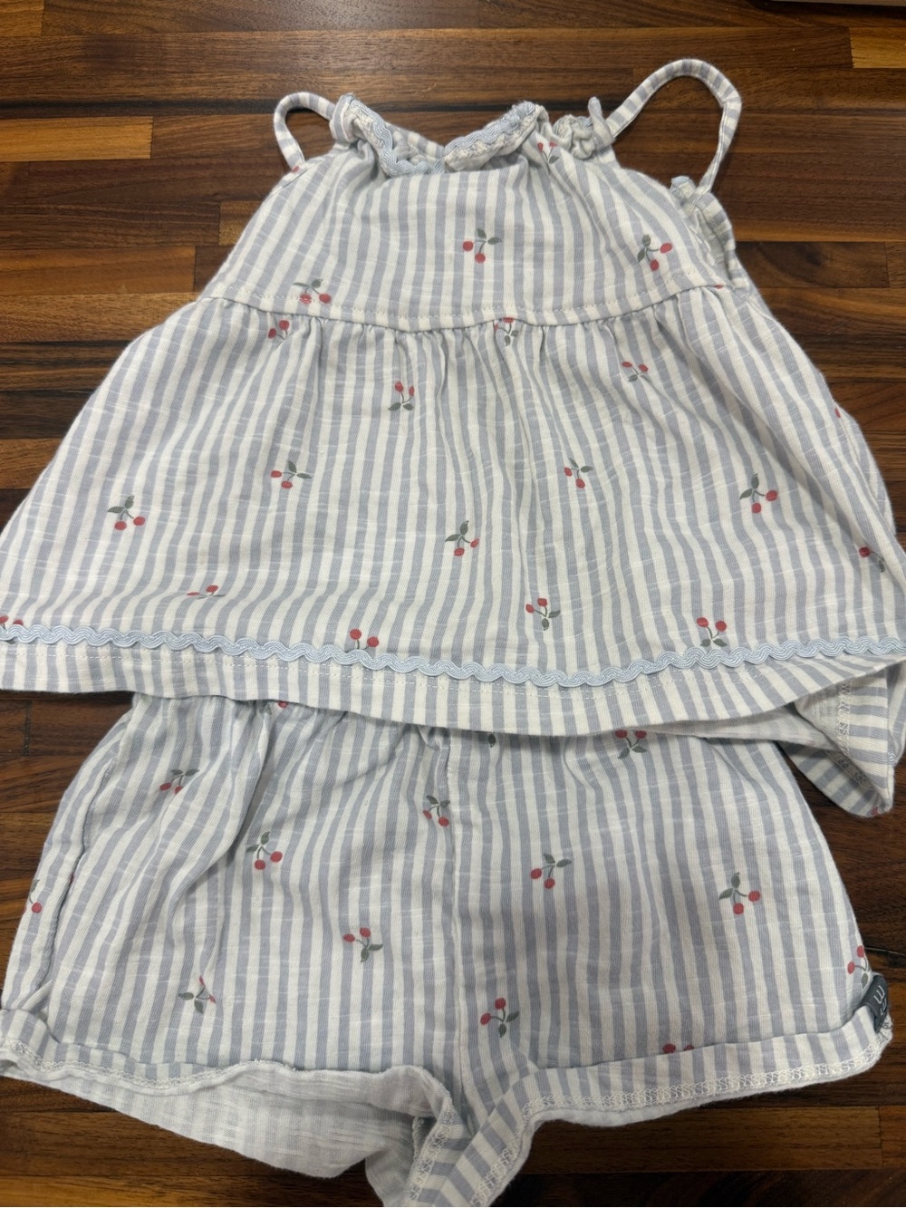Girls' Blue Stripe Cherry-Print Set